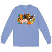 Colony Blue Farm Life Fall Pig Cow Rooster Long Sleeve Tee - Artiststas