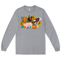 Heather Grey Farm Life Fall Pig Cow Rooster Long Sleeve Tee - Artiststas