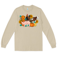 Mushroom Farm Life Fall Pig Cow Rooster Long Sleeve Tee - Artiststas