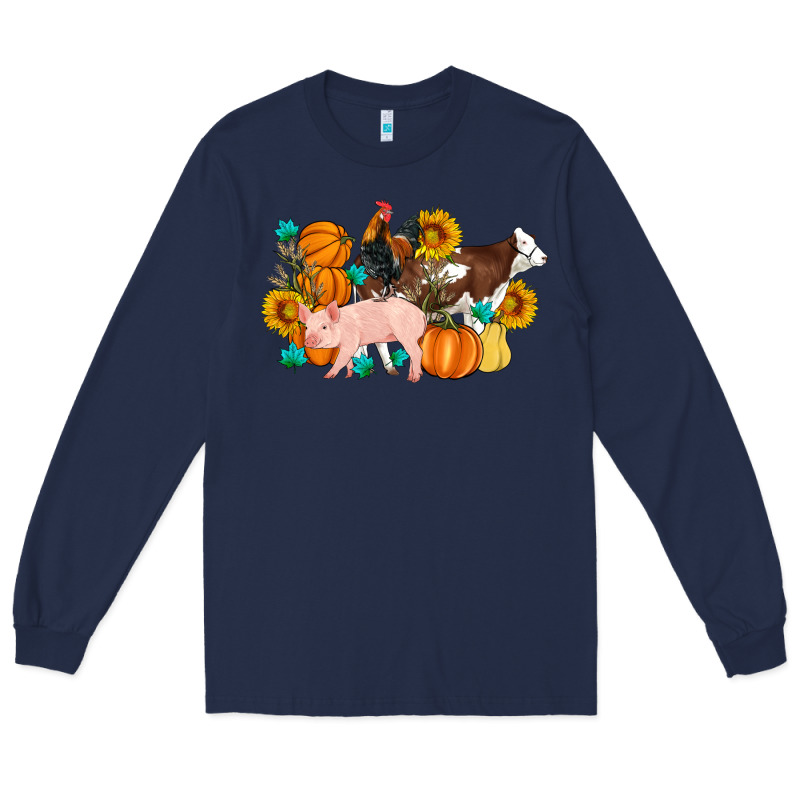 Farm Life Fall Pig Cow Rooster Long Sleeve Tee by Artiststas | Teevron