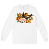White Farm Life Fall Pig Cow Rooster Long Sleeve Tee - Artiststas