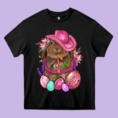 Cowboy Rabbit Easter Heavy Core Tee Designed By Bundleandbundleshop