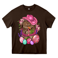 Chocolate Brown Cowboy Rabbit Easter Heavy Core Tee - BundleAndBundleShop