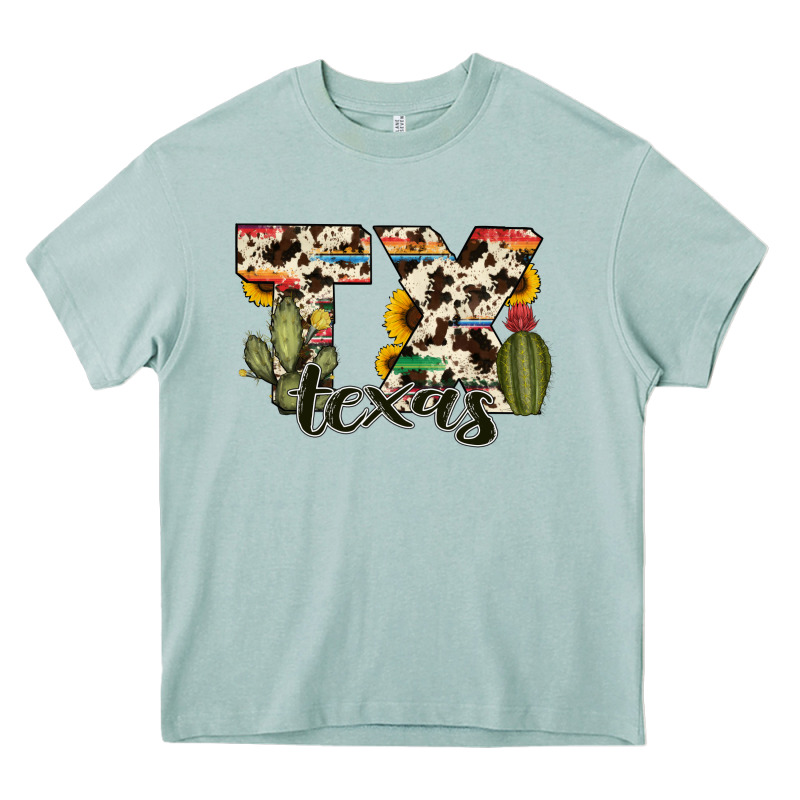 Texas State Cowhide Serape Cactus Heavy Core Tee by RanaPortraitStore | Teevron