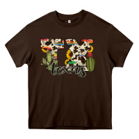 Chocolate Brown texas state cowhide serape cactus Heavy Core Tee - RanaPortraitStore