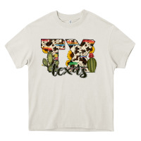 Cream texas state cowhide serape cactus Heavy Core Tee - RanaPortraitStore