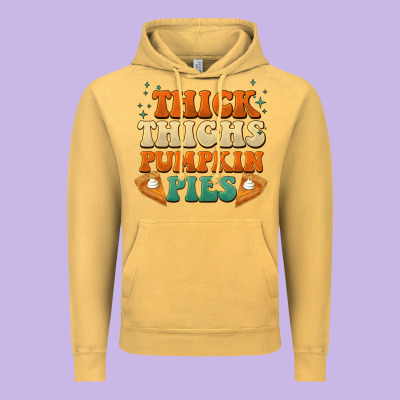 Thick Thighs Pumpkin Pies Vintage Hoodie Designed By Barkaloodesign