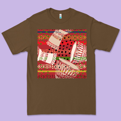 African Drum Colorful Seamless Pattern Premium Tee Designed By Bundleandbundleshop