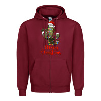 Burgundy merry christmas cactus Zipper Hoodie - RanaPortraitStore