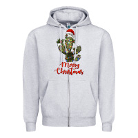 Heather Grey merry christmas cactus Zipper Hoodie - RanaPortraitStore