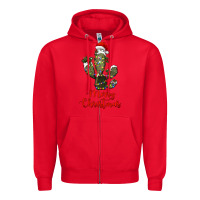 Red merry christmas cactus Zipper Hoodie - RanaPortraitStore
