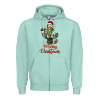 Seafoam merry christmas cactus Zipper Hoodie - RanaPortraitStore