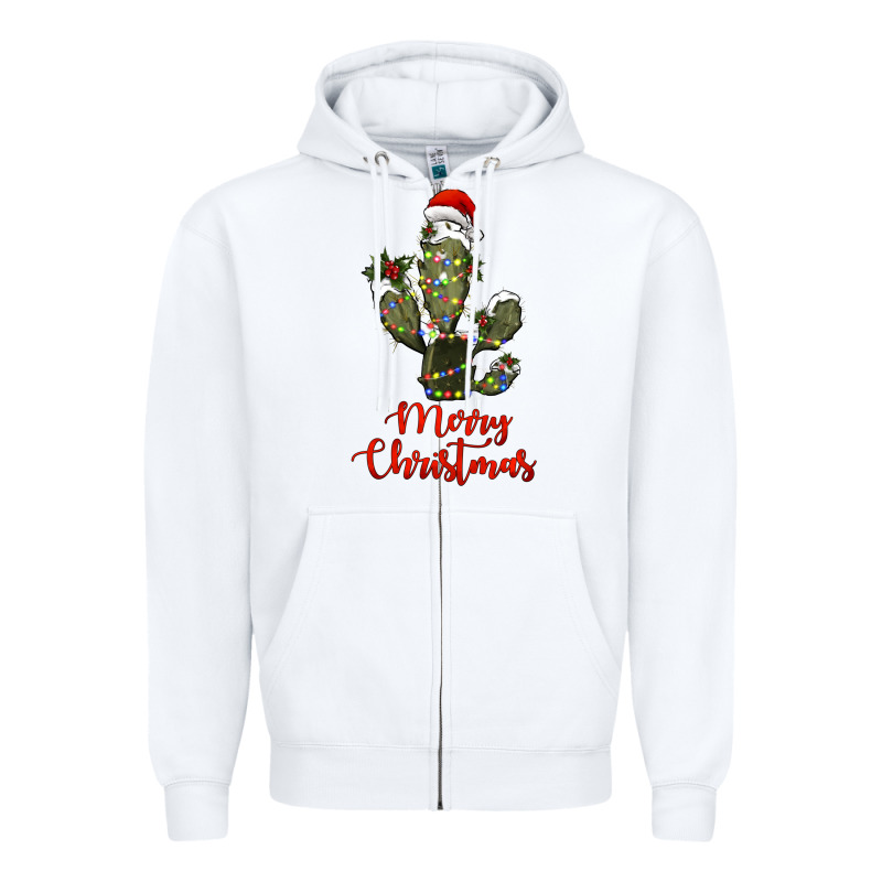 Merry Christmas Cactus Zipper Hoodie by RanaPortraitStore | Teevron