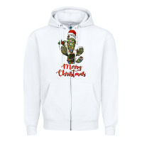White merry christmas cactus Zipper Hoodie - RanaPortraitStore