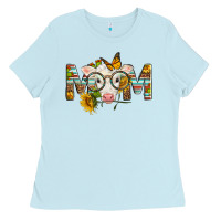 Baby Blue Western Baby Calf Mom With Sunflower Mother's Day Ladies Tee - LillyAllenDesigns