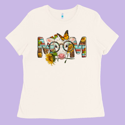 Western Baby Calf Mom With Sunflower Mother's Day Ladies Tee Designed By Lillyallendesigns