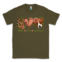 Army Green Peace Love Jack Russel Classic Tee - Jasminsmagicworld