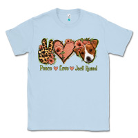 Dusty Blue Peace Love Jack Russel Classic Tee - Jasminsmagicworld