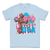 Dusty Blue God Blessed the USA Classic Tee - FaDigitalArtStudio