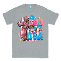 Heather Grey God Blessed the USA Classic Tee - FaDigitalArtStudio