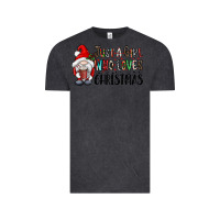 Vintage Black just a girk who loves christmas Vintage Tee - CowhideDigitalArt