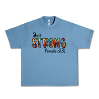 Pebble Blue she is strong provebs Urban Heavy Tee - CowhideDigitalArt