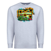 Heather Grey Wyoming Map Sunflower Cactus Serape Premium Sweatshirt - RanaPortraitStore