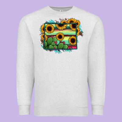 Wyoming Map Sunflower Cactus Serape Premium Sweatshirt Designed By Ranaportraitstore