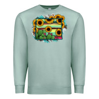 Seafoam Wyoming Map Sunflower Cactus Serape Premium Sweatshirt - RanaPortraitStore