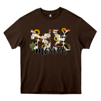Chocolate Brown mexico state cowhide serape cactus Heavy Core Tee - RanaPortraitStore