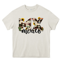 Cream mexico state cowhide serape cactus Heavy Core Tee - RanaPortraitStore