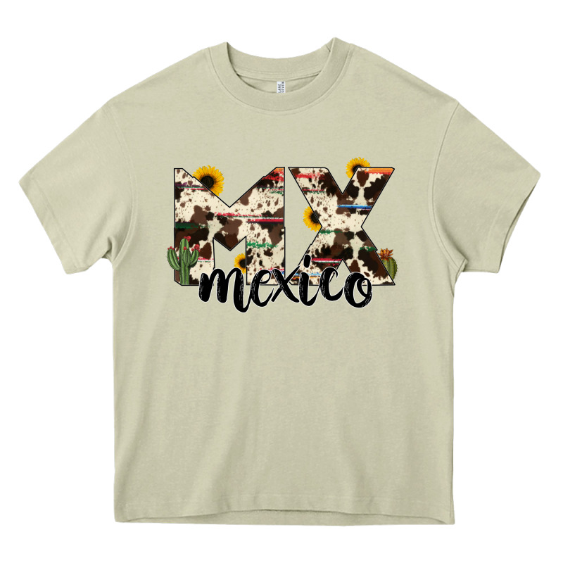 Mexico State Cowhide Serape Cactus Heavy Core Tee by RanaPortraitStore | Teevron