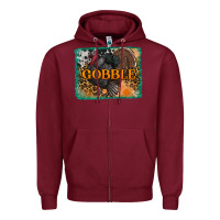 Burgundy thanksgiving turkey gobble with background Zipper Hoodie - RanaPortraitStore