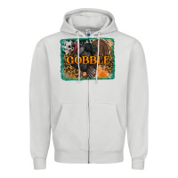Dove Grey thanksgiving turkey gobble with background Zipper Hoodie - RanaPortraitStore