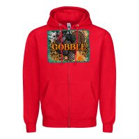 Red thanksgiving turkey gobble with background Zipper Hoodie - RanaPortraitStore