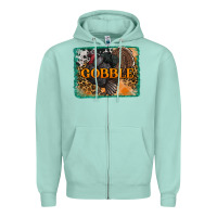 Seafoam thanksgiving turkey gobble with background Zipper Hoodie - RanaPortraitStore