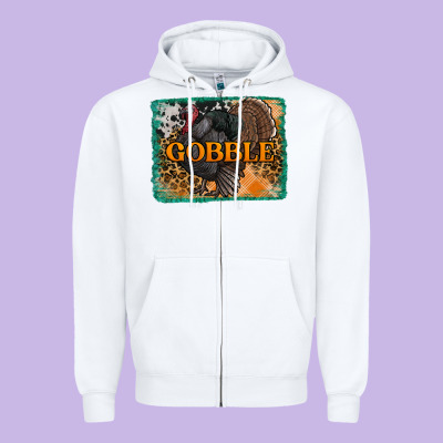 Thanksgiving Turkey Gobble With Background Zipper Hoodie Designed By Ranaportraitstore