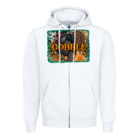 White thanksgiving turkey gobble with background Zipper Hoodie - RanaPortraitStore