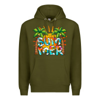 Army Green summer waves and sun Premium Hoodie - BarkalooDesign