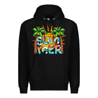 Black summer waves and sun Premium Hoodie - BarkalooDesign