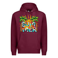 Burgundy summer waves and sun Premium Hoodie - BarkalooDesign