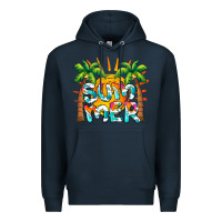 Navy summer waves and sun Premium Hoodie - BarkalooDesign