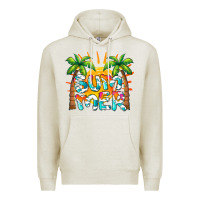 Oatmeal Heather summer waves and sun Premium Hoodie - BarkalooDesign