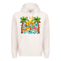 Pale Pink summer waves and sun Premium Hoodie - BarkalooDesign