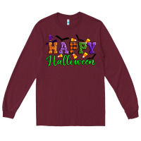 Burgundy Happy halloween Long Sleeve Tee - Artiststas