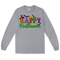 Heather Grey Happy halloween Long Sleeve Tee - Artiststas