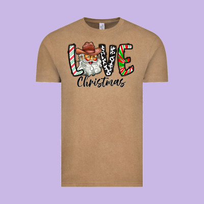 Love Christmas Santa Vintage Tee Designed By Cowhidedigitalart