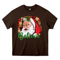 Chocolate Brown Believe And Santa Heavy Core Tee - BundleAndBundleShop