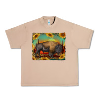 Burro western bison with sunset background Urban Heavy Tee - RanaPortraitStore