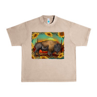 French Oak western bison with sunset background Urban Heavy Tee - RanaPortraitStore